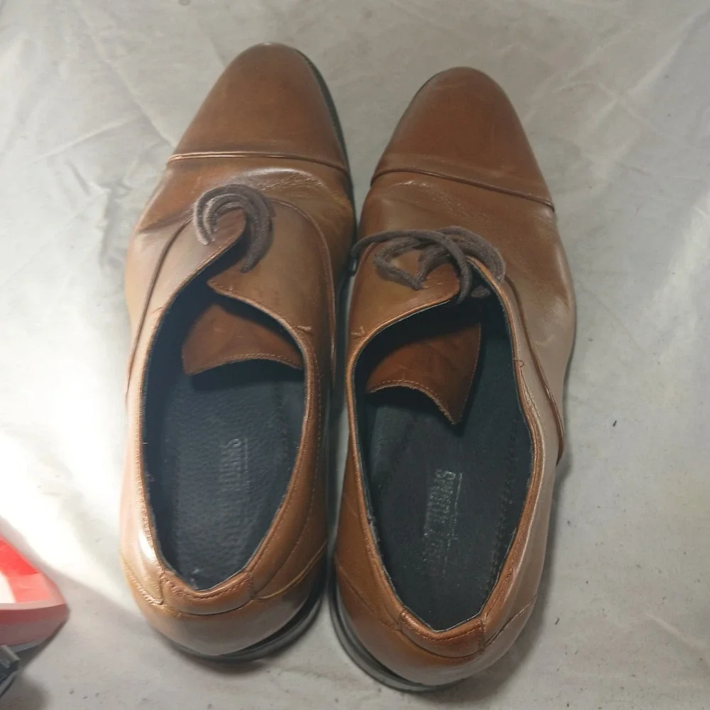 Stacy Adams Mens‎ 24919-221 Dickinson Cap Toe Oxford Cognac Brown Leather 10.5 M